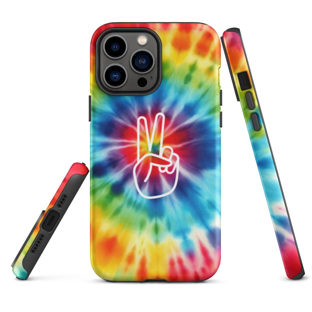Tie Dye Peace Sign iPhone 13 Pro Max Tough Case - Matte Finish - https://ascensionemporium.net